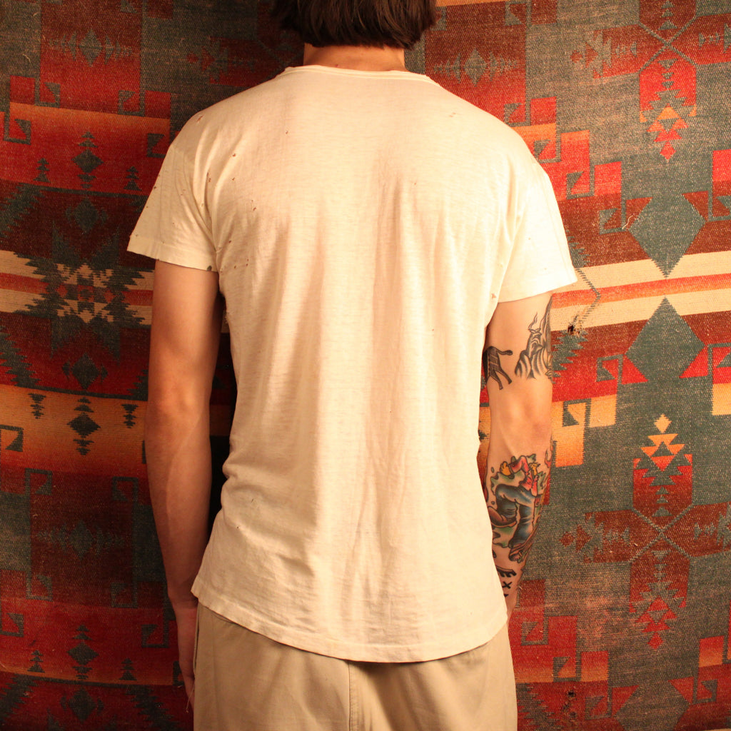 1940s Distressed White T
