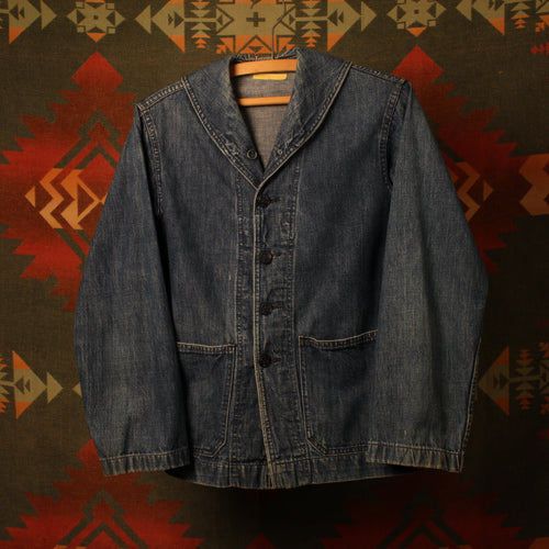 1940s World War 2 Denim Shawl Jacket